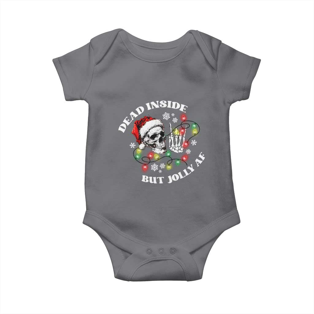 Christmas Skeleton Baby Onesie Dead Inside But Jolly AF Festive Sarcastic Snarky Skull TS10 Charcoal Print Your Wear