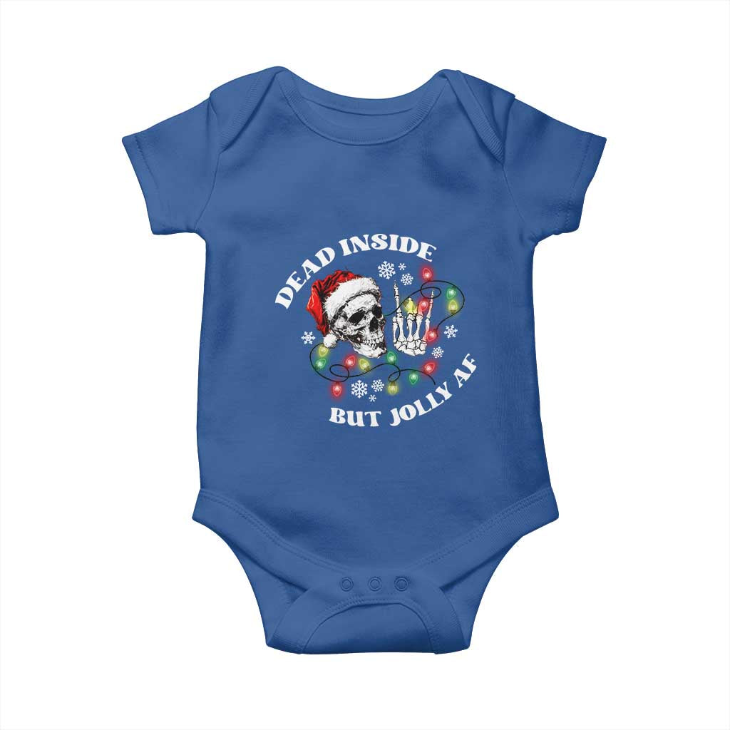 Christmas Skeleton Baby Onesie Dead Inside But Jolly AF Festive Sarcastic Snarky Skull TS10 Royal Blue Print Your Wear
