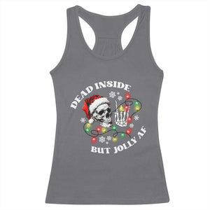 Christmas Skeleton Racerback Tank Top Dead Inside But Jolly AF Festive Sarcastic Snarky Skull TS10 Charcoal Print Your Wear