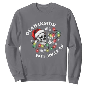 Christmas Skeleton Sweatshirt Dead Inside But Jolly AF Festive Sarcastic Snarky Skull TS10 Charcoal Print Your Wear