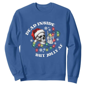 Christmas Skeleton Sweatshirt Dead Inside But Jolly AF Festive Sarcastic Snarky Skull TS10 Royal Blue Print Your Wear