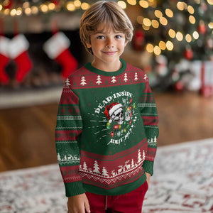 Christmas Skeleton Knit Sweatshirt Dead Inside But Jolly AF Festive Sarcastic Snarky Skull TS10 Christmas Print Your Wear