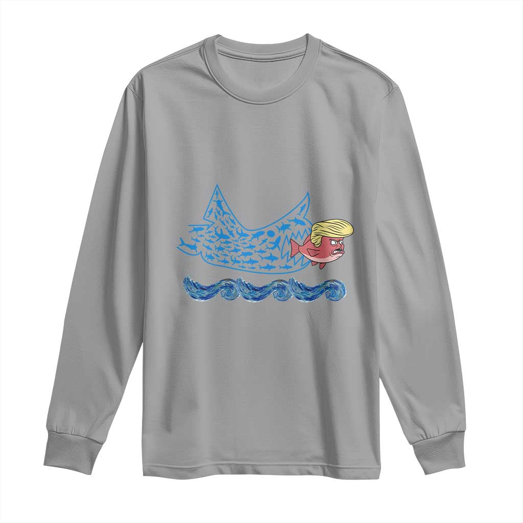 Kamala Fish Eat Fish Long Sleeve Shirt Funny Vote Blue Wave Madam President TS10 Sport Gray Print Your Wear