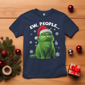 Funny Christmas Cat T Shirt Ew People Xmas Gag Gift TS10 Navy Print Your Wear