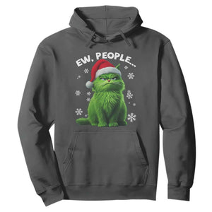 Funny Christmas Cat Hoodie Ew People Xmas Gag Gift TS10 Dark Heather Print Your Wear
