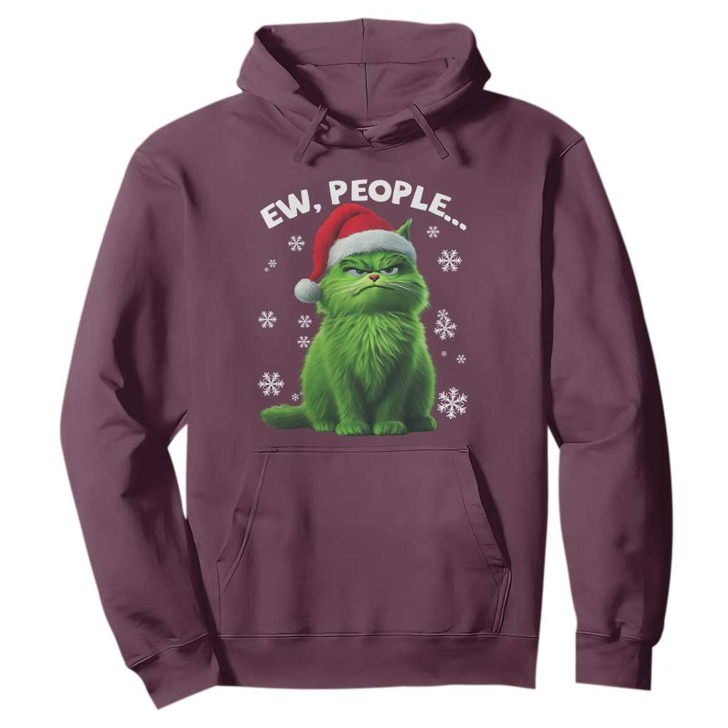 Funny Christmas Cat Hoodie Ew People Xmas Gag Gift TS10 Maroon Print Your Wear
