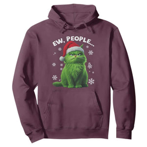 Funny Christmas Cat Hoodie Ew People Xmas Gag Gift TS10 Maroon Print Your Wear