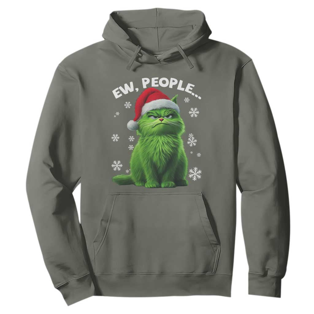 Funny Christmas Cat Hoodie Ew People Xmas Gag Gift TS10 Military Green Print Your Wear