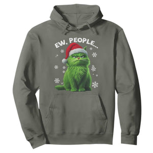 Funny Christmas Cat Hoodie Ew People Xmas Gag Gift TS10 Military Green Print Your Wear