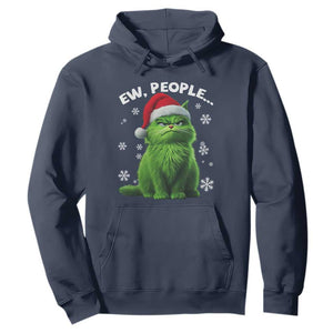 Funny Christmas Cat Hoodie Ew People Xmas Gag Gift TS10 Navy Print Your Wear