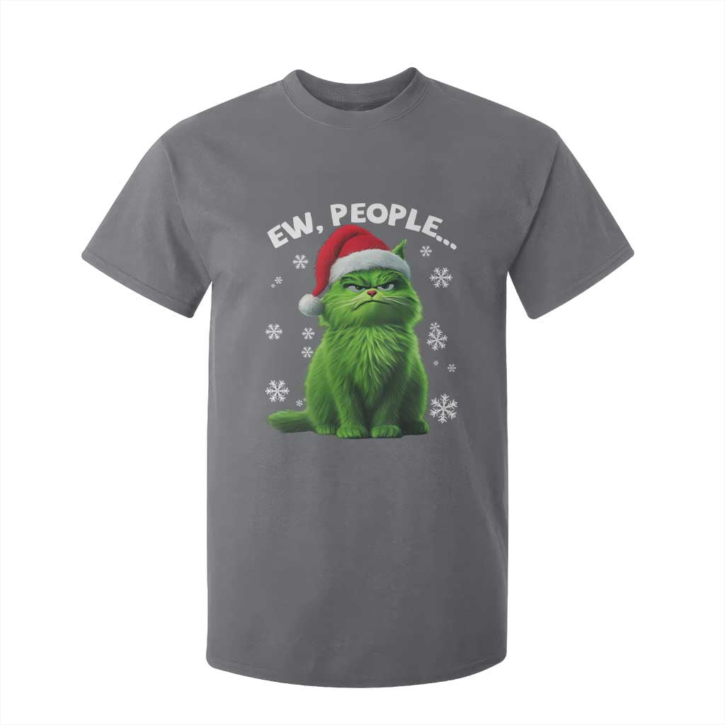 Funny Christmas Cat T Shirt For Kid Ew People Xmas Gag Gift TS10 Charcoal Print Your Wear