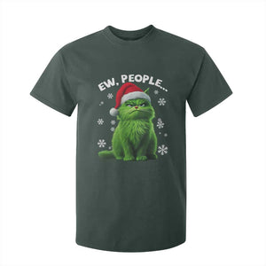 Funny Christmas Cat T Shirt For Kid Ew People Xmas Gag Gift TS10 Dark Forest Green Print Your Wear