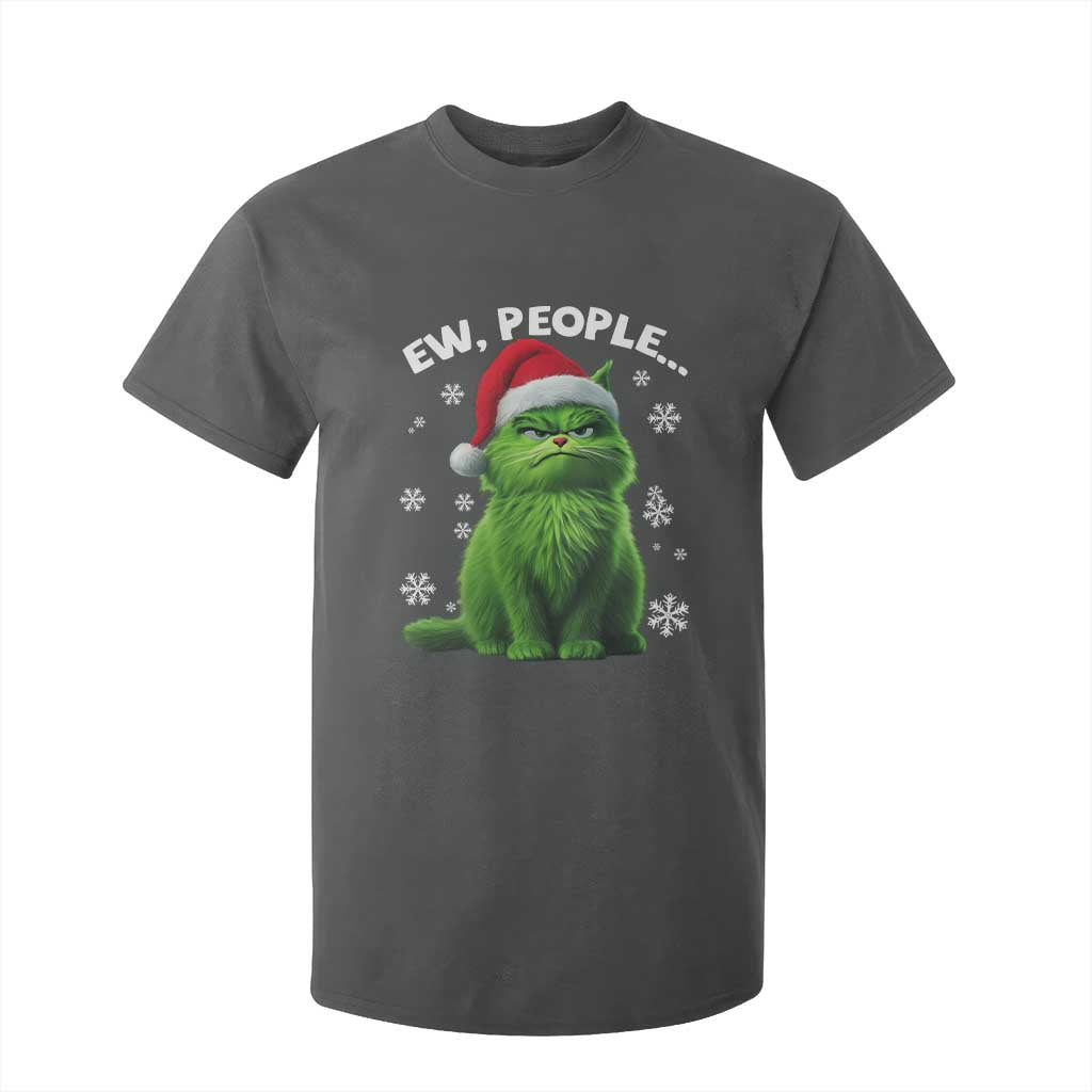 Funny Christmas Cat T Shirt For Kid Ew People Xmas Gag Gift TS10 Dark Heather Print Your Wear