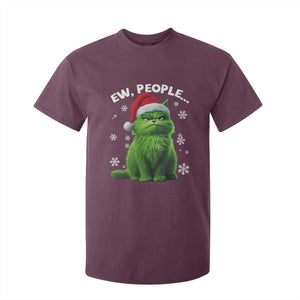 Funny Christmas Cat T Shirt For Kid Ew People Xmas Gag Gift TS10 Maroon Print Your Wear