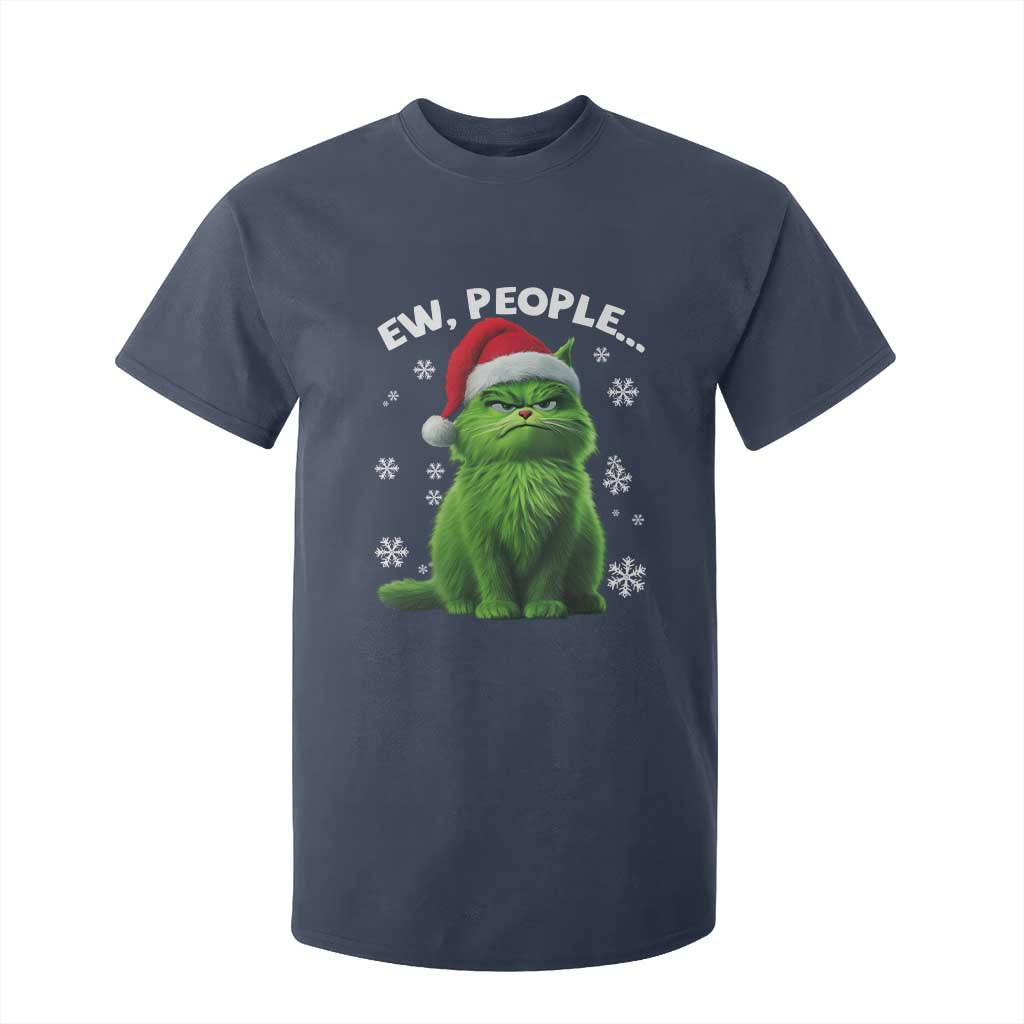 Funny Christmas Cat T Shirt For Kid Ew People Xmas Gag Gift TS10 Navy Print Your Wear