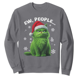 Funny Christmas Cat Sweatshirt Ew People Xmas Gag Gift TS10 Charcoal Print Your Wear