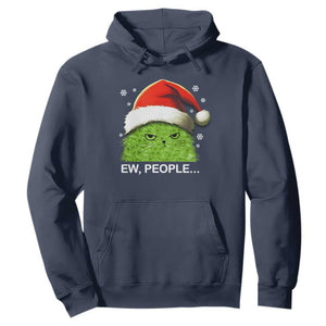 Christmas Cat Hoodie Ew People Meowy Kitten Lovers TS10 Navy Print Your Wear