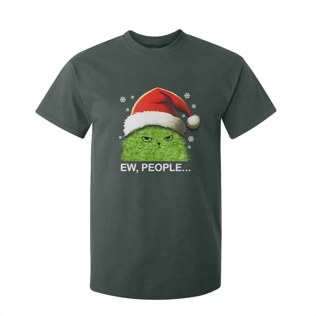 Christmas Cat T Shirt For Kid Ew People Meowy Kitten Lovers TS10 Dark Forest Green Print Your Wear