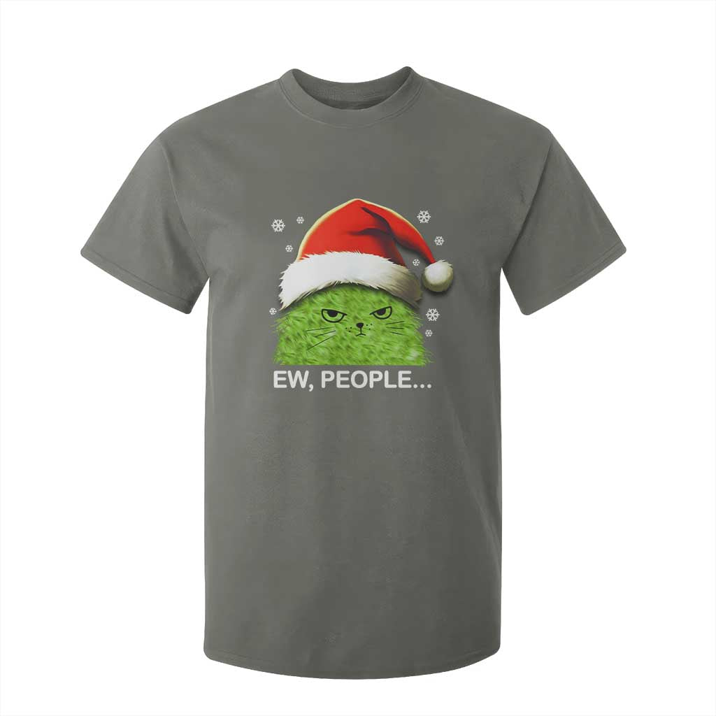 Christmas Cat T Shirt For Kid Ew People Meowy Kitten Lovers TS10 Military Green Print Your Wear