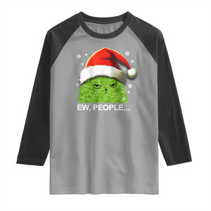 Christmas Cat Raglan Shirt Ew People Meowy Kitten Lovers TS10 Sport Gray Black Print Your Wear