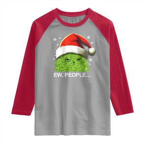 Christmas Cat Raglan Shirt Ew People Meowy Kitten Lovers TS10 Sport Gray Red Print Your Wear