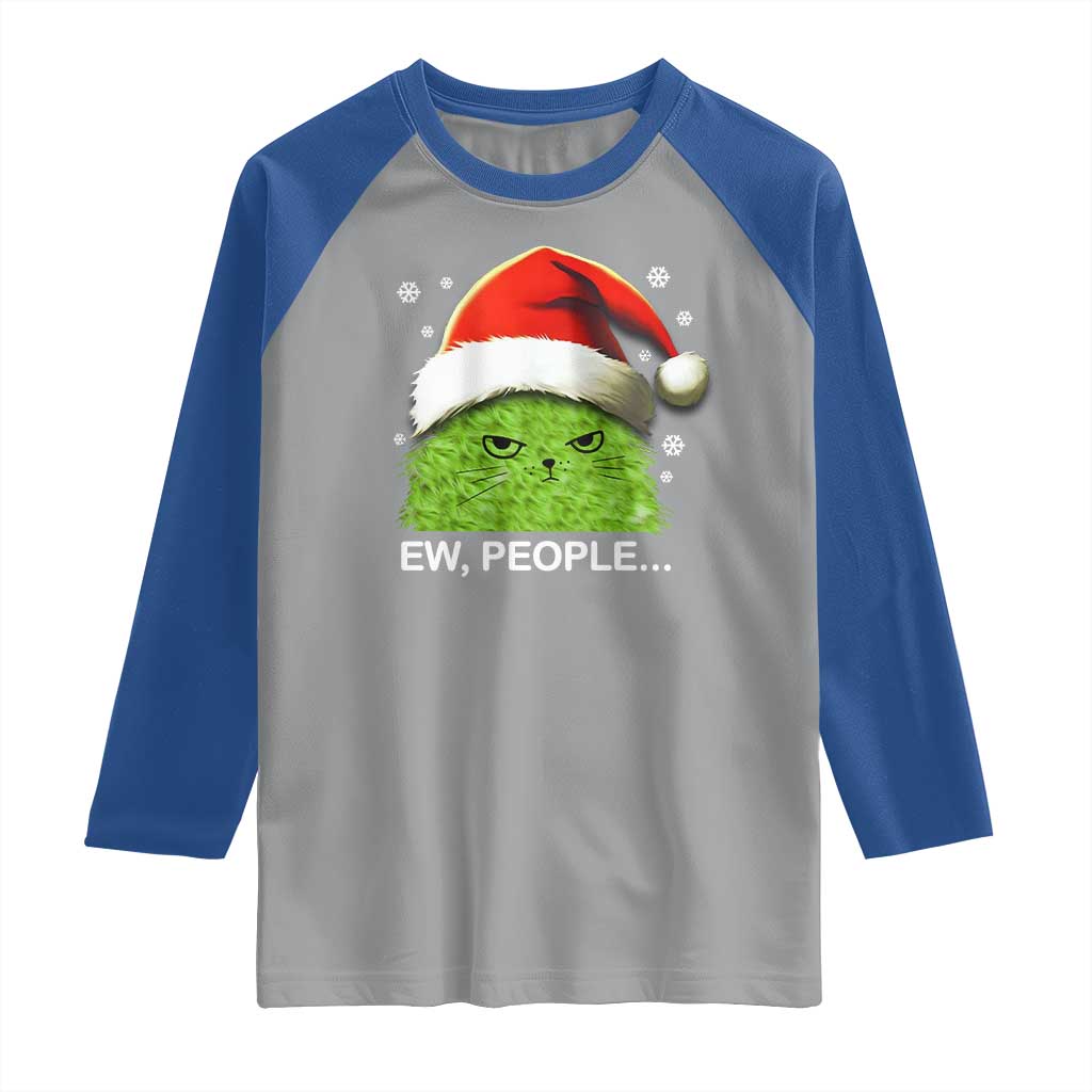 Christmas Cat Raglan Shirt Ew People Meowy Kitten Lovers TS10 Sport Gray Royal Print Your Wear