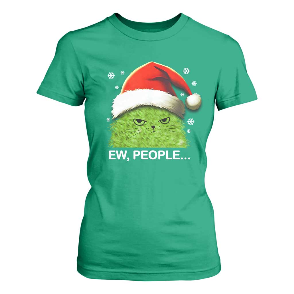 Christmas Cat T Shirt For Women Ew People Meowy Kitten Lovers TS10 Irish Green Print Your Wear