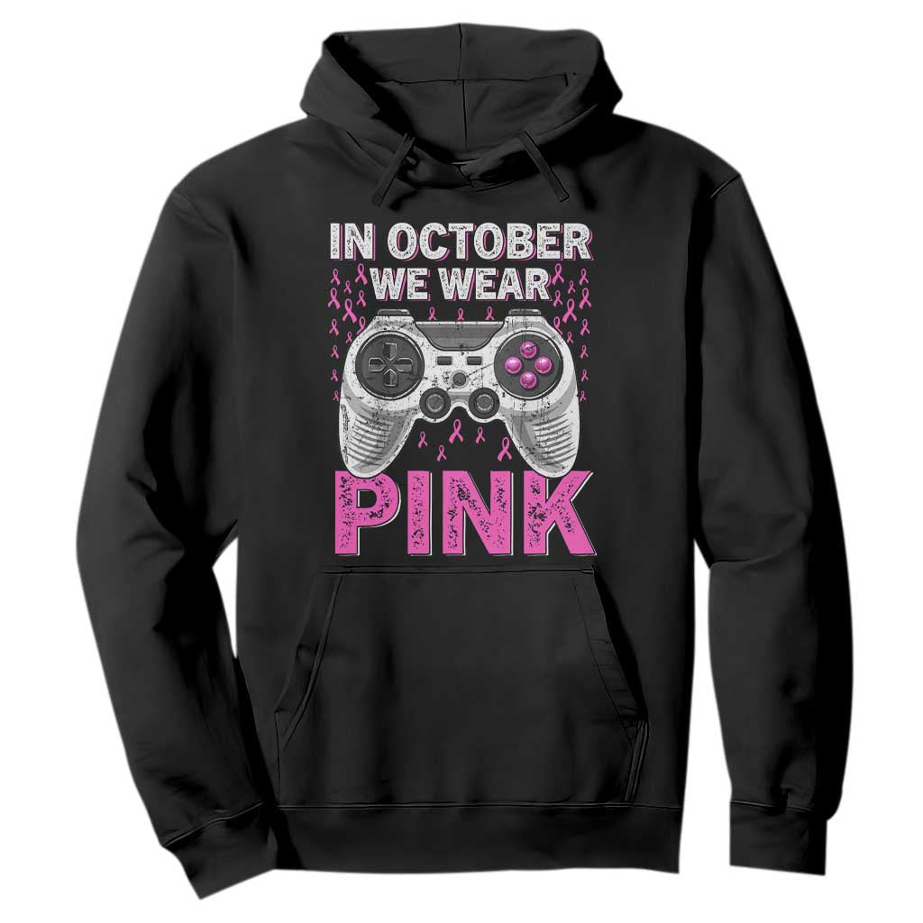 In October We Wear Pink Breast Cancer Awareness Hoodie Pink Ribbon Gaming Kids Boys Youth Video Game TS10 Black Print Your Wear
