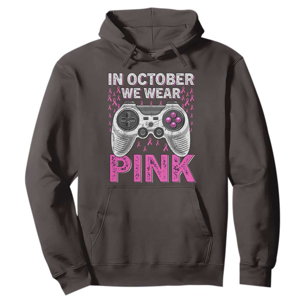 In October We Wear Pink Breast Cancer Awareness Hoodie Pink Ribbon Gaming Kids Boys Youth Video Game TS10 Dark Chocolate Print Your Wear