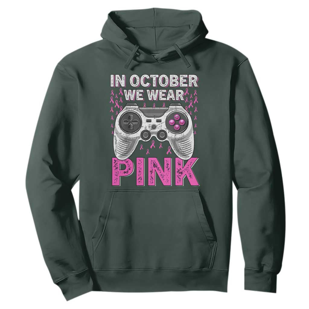 In October We Wear Pink Breast Cancer Awareness Hoodie Pink Ribbon Gaming Kids Boys Youth Video Game TS10 Dark Forest Green Print Your Wear