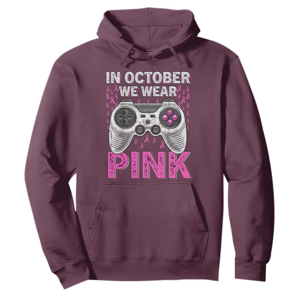 In October We Wear Pink Breast Cancer Awareness Hoodie Pink Ribbon Gaming Kids Boys Youth Video Game TS10 Maroon Print Your Wear