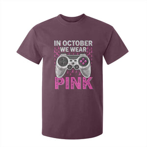 In October We Wear Pink Breast Cancer Awareness T Shirt For Kid Pink Ribbon Gaming Kids Boys Youth Video Game TS10 Maroon Print Your Wear