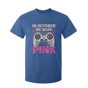 In October We Wear Pink Breast Cancer Awareness T Shirt For Kid Pink Ribbon Gaming Kids Boys Youth Video Game TS10 Royal Blue Print Your Wear