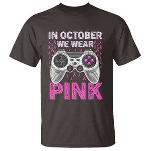 In October We Wear Pink Breast Cancer Awareness T Shirt Pink Ribbon Gaming Kids Boys Youth Video Game TS10 Dark Chocolate Print Your Wear