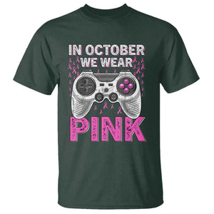 In October We Wear Pink Breast Cancer Awareness T Shirt Pink Ribbon Gaming Kids Boys Youth Video Game TS10 Dark Forest Green Print Your Wear