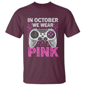 In October We Wear Pink Breast Cancer Awareness T Shirt Pink Ribbon Gaming Kids Boys Youth Video Game TS10 Maroon Print Your Wear