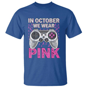 In October We Wear Pink Breast Cancer Awareness T Shirt Pink Ribbon Gaming Kids Boys Youth Video Game TS10 Royal Blue Print Your Wear
