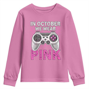 In October We Wear Pink Breast Cancer Awareness Youth Sweatshirt Pink Ribbon Gaming Kids Boys Youth Video Game TS10 Azalea Print Your Wear