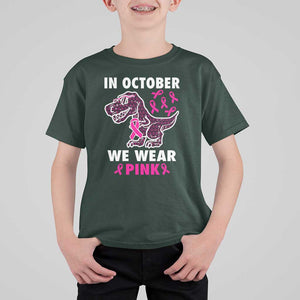 In October We Wear Pink Breast Cancer Awareness Toddler Kids T Shirt For Kid Pink Ribbon TS10 Dark Forest Green Print Your Wear