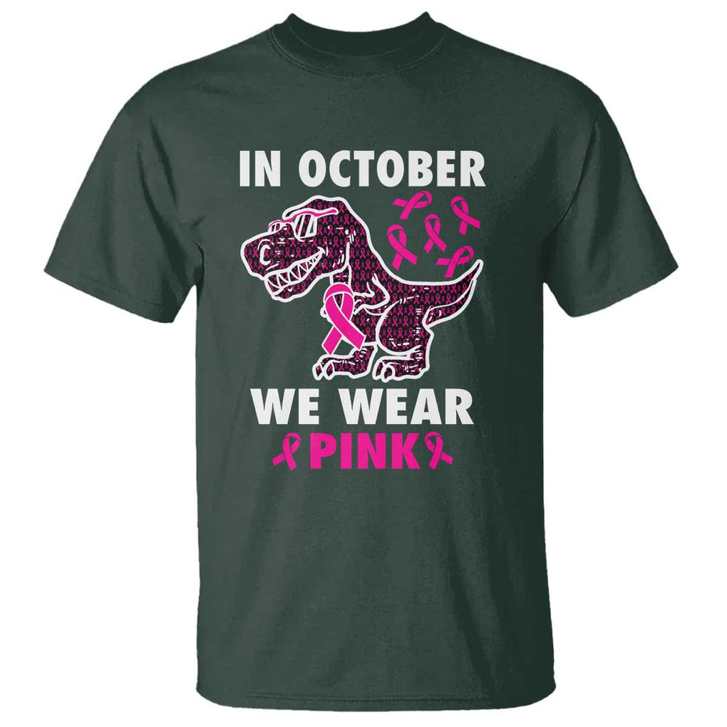 In October We Wear Pink Breast Cancer Awareness Toddler Kids T Shirt Pink Ribbon TS10 Dark Forest Green Print Your Wear