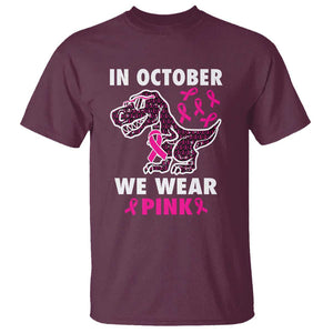 In October We Wear Pink Breast Cancer Awareness Toddler Kids T Shirt Pink Ribbon TS10 Maroon Print Your Wear