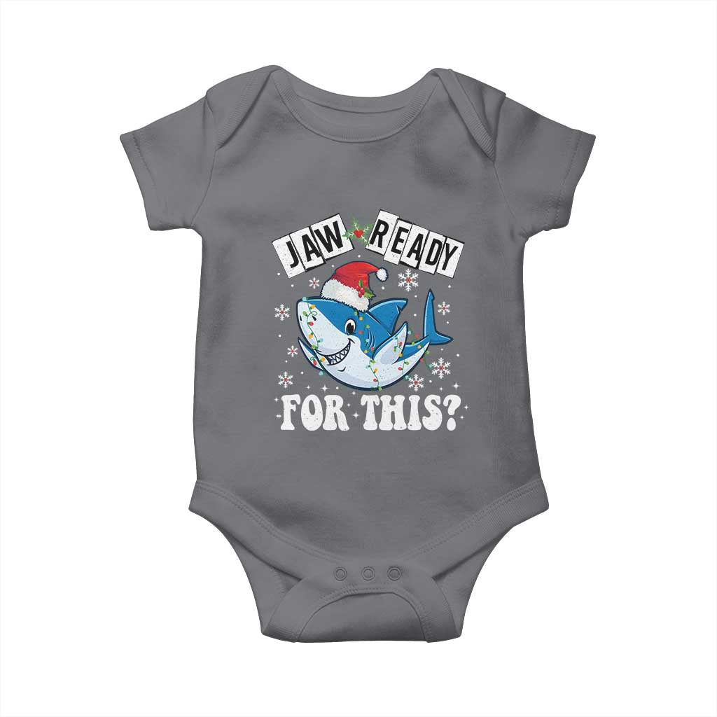 Funny Christmas Baby Onesie Sharkmas Shark Lights Red Santa Hat Jaw Ready For This TS10 Charcoal Print Your Wear