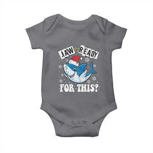 Funny Christmas Baby Onesie Sharkmas Shark Lights Red Santa Hat Jaw Ready For This TS10 Charcoal Print Your Wear