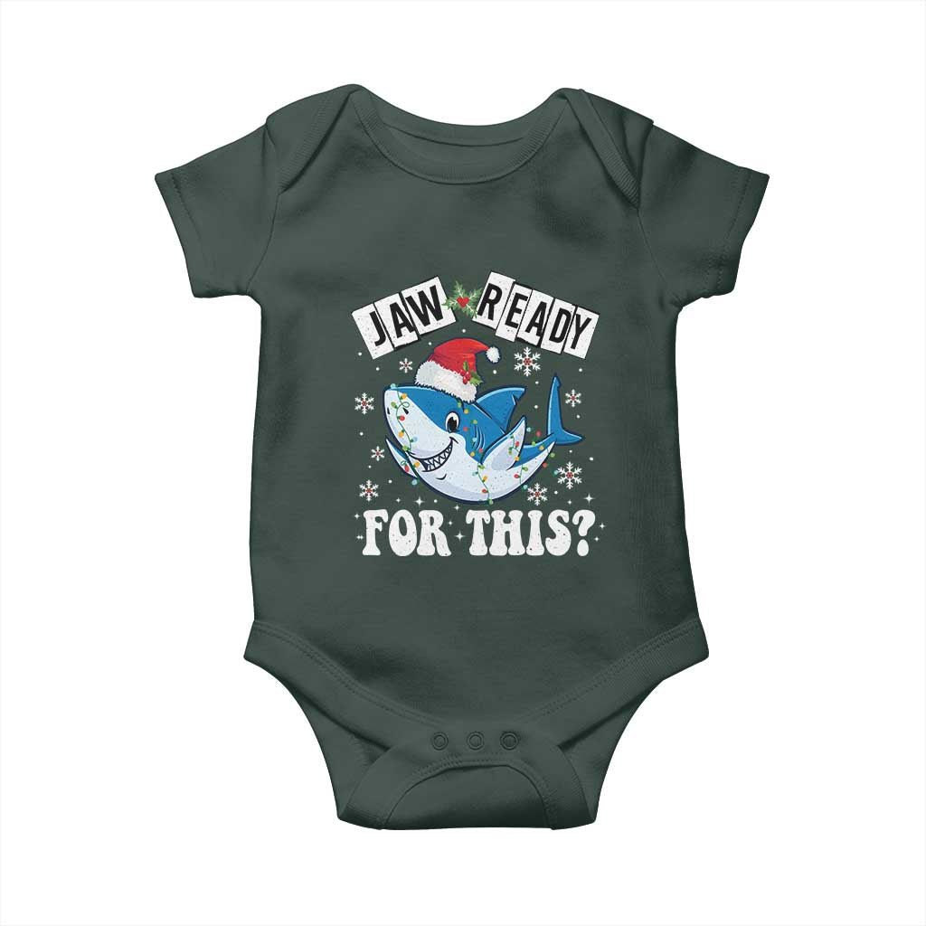 Funny Christmas Baby Onesie Sharkmas Shark Lights Red Santa Hat Jaw Ready For This TS10 Print Your Wear