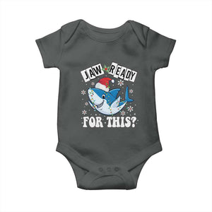Funny Christmas Baby Onesie Sharkmas Shark Lights Red Santa Hat Jaw Ready For This TS10 Dark Heather Print Your Wear
