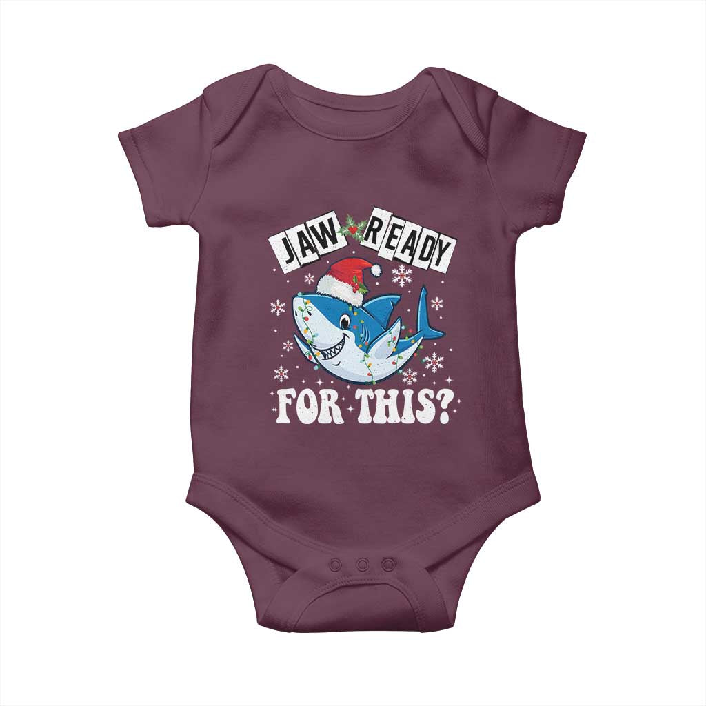 Funny Christmas Baby Onesie Sharkmas Shark Lights Red Santa Hat Jaw Ready For This TS10 Maroon Print Your Wear