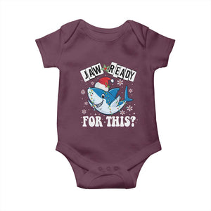 Funny Christmas Baby Onesie Sharkmas Shark Lights Red Santa Hat Jaw Ready For This TS10 Maroon Print Your Wear