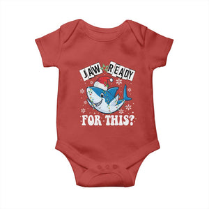 Funny Christmas Baby Onesie Sharkmas Shark Lights Red Santa Hat Jaw Ready For This TS10 Red Print Your Wear