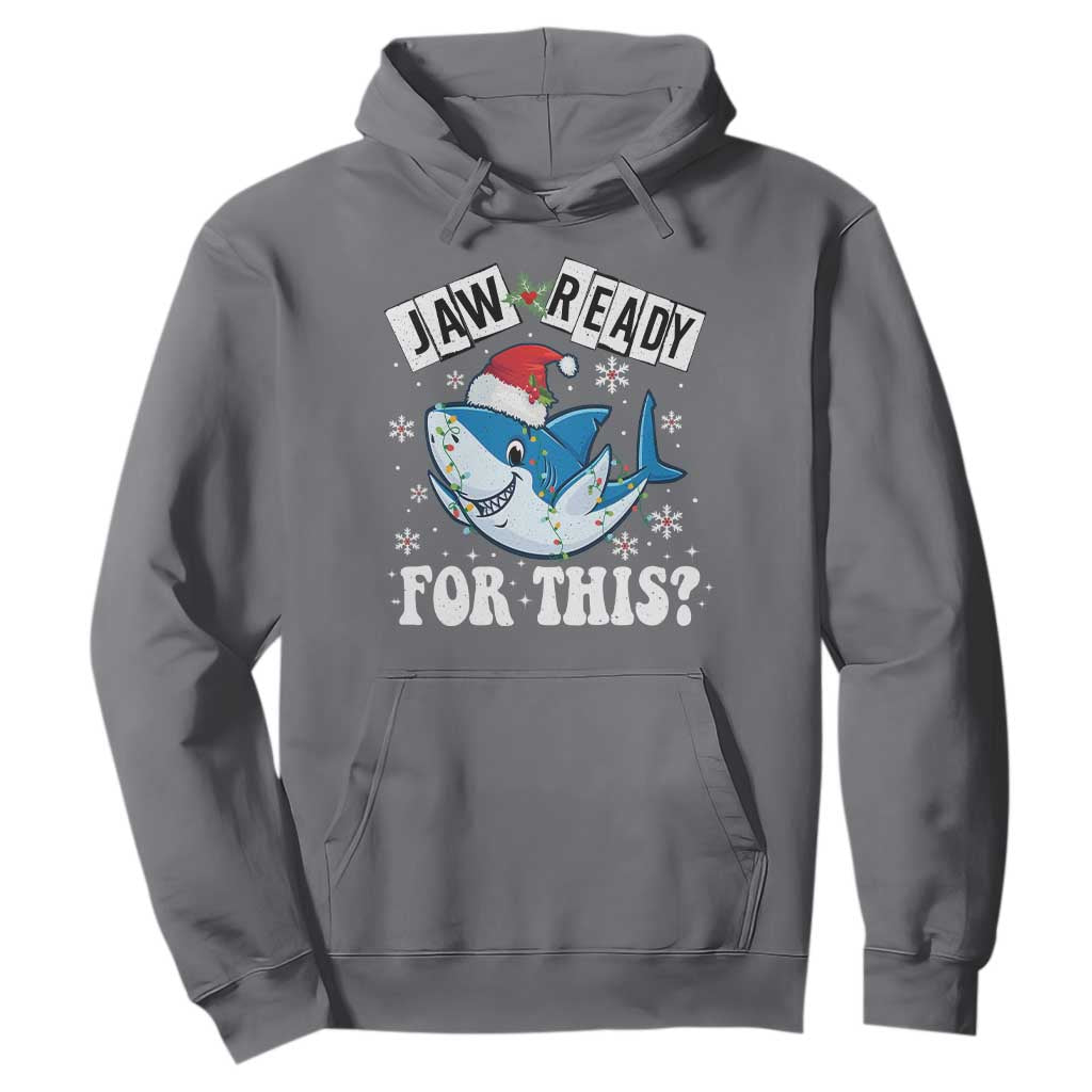Funny Christmas Hoodie Sharkmas Shark Lights Red Santa Hat Jaw Ready For This TS10 Charcoal Print Your Wear
