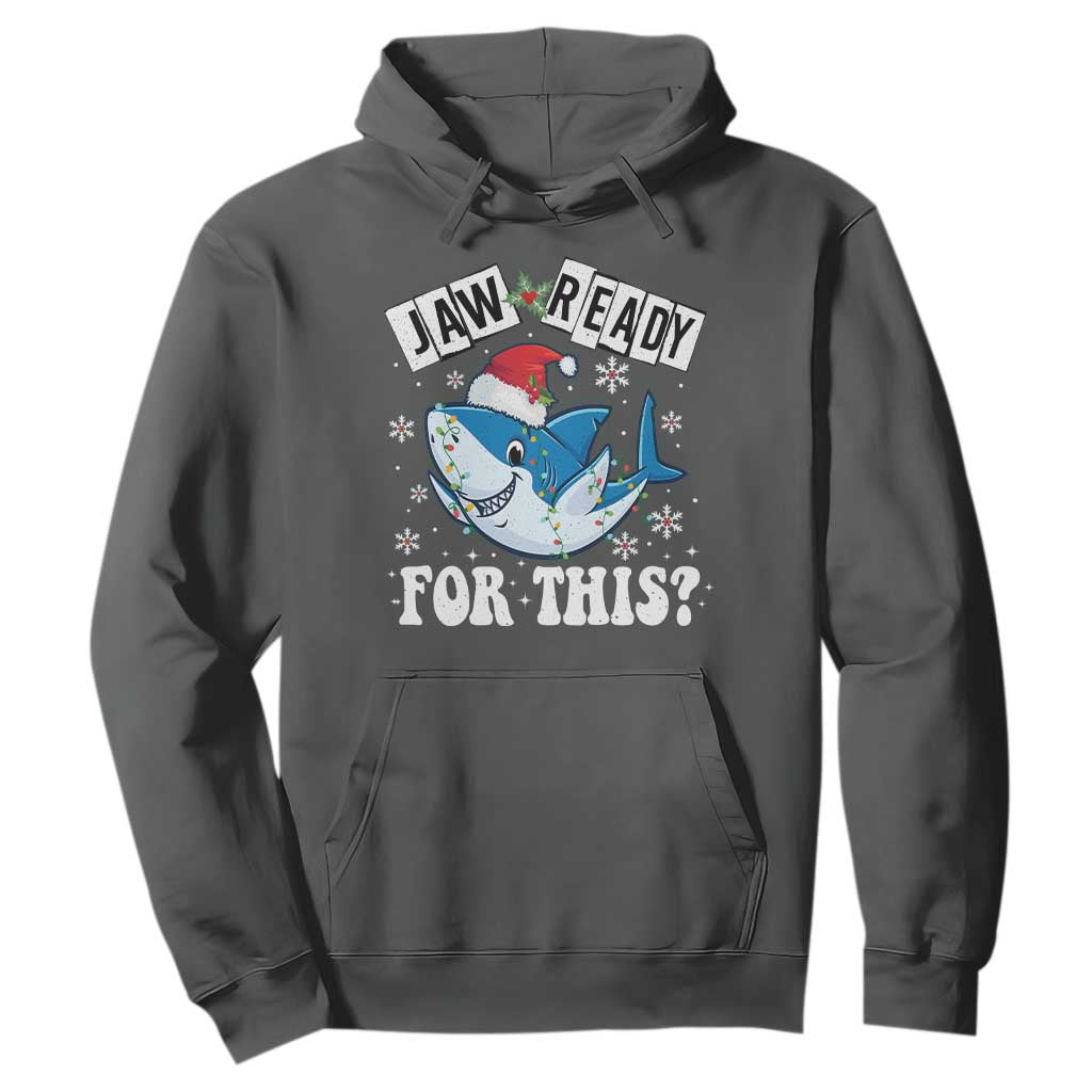 Funny Christmas Hoodie Sharkmas Shark Lights Red Santa Hat Jaw Ready For This TS10 Dark Heather Print Your Wear
